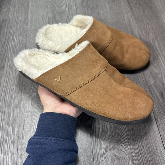 Mens Alfons Orthotic Comfort Slipper Size 11 Brown Suede Sherpa Lined Shoe - Picture 1 of 7